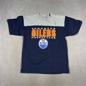 Vintage NHL Edmonton Oilers Short Sleeve Tee - Navy and Gray